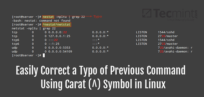 Einfach einen Tippfehler des vorherigen Befehls mit dem Carat (^) -Symbol zu korrigieren
